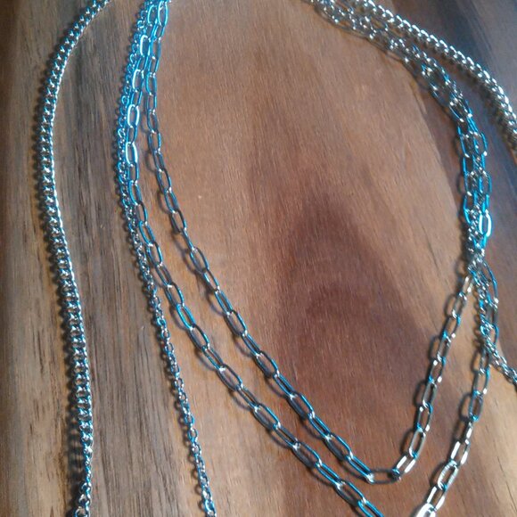 Peacock Color Shell Pearl Stainless Steel Four Layer Chain Necklace - Picture 7 of 12